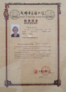 TCM- und Akupunktur-Zertifikat der Chengdu University